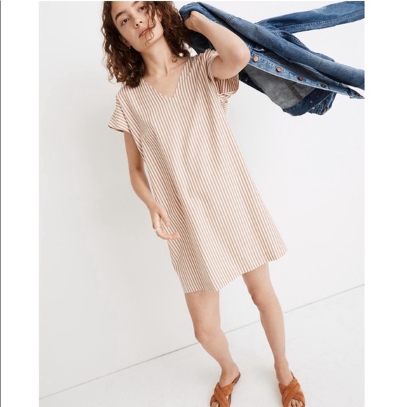MADEWELL Button Back Easy Striped Mini Dress - Picture 1 of 4